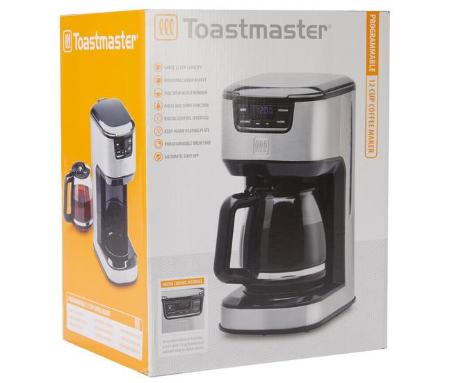 Toastmaster 12-Cup Programmable Coffee Maker, Silver