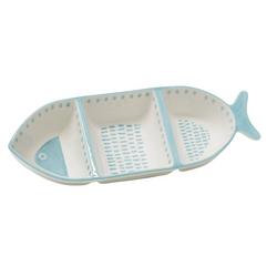 3-Section Ceramic Fish Serving Platter