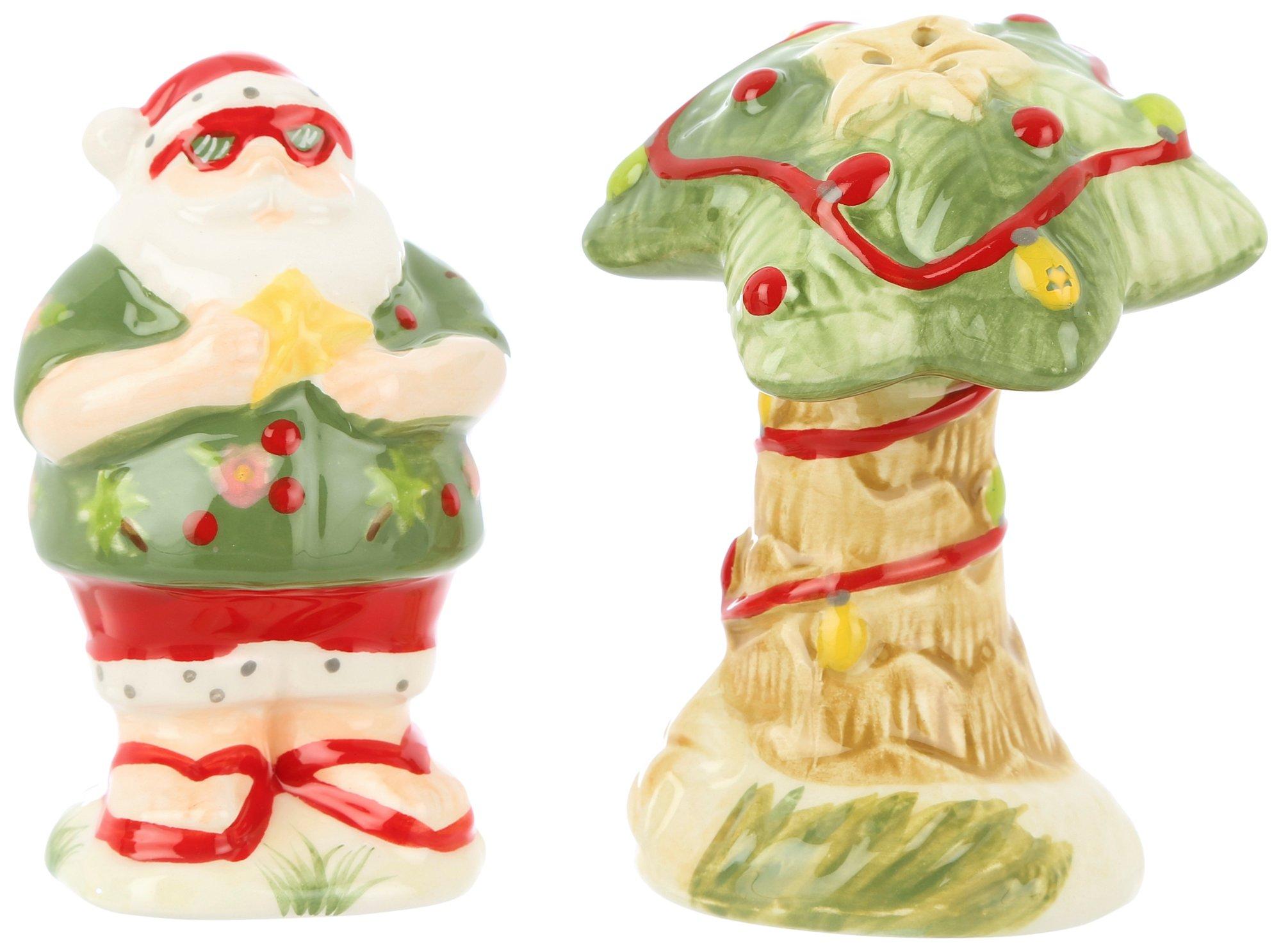 Holiday Santa and Palm Tree Salt & Pepper Shakers