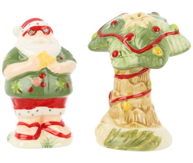 Christmas Holiday Bells Salt And Pepper Shakers With Striped Bows
