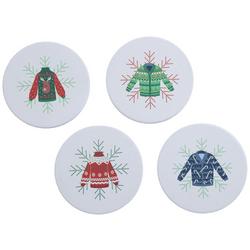 4 Pk Holiday Sweaters Coasters