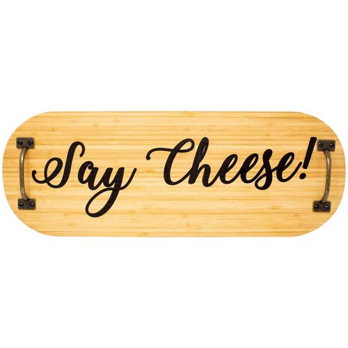 Boston Warehouse 21in Say Cheese Bamboo Serving Board