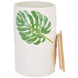 Palm Cookie Jar With Bamboo Lid