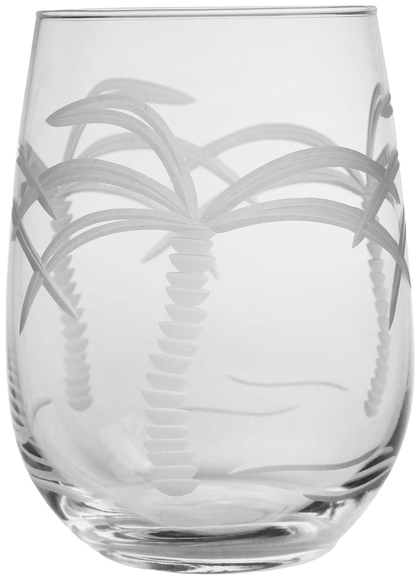 Rolf Glass 17 oz. Palm Tree Stemless Goblet