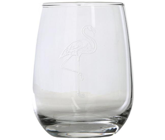 Rolf Glass Palm Tree 17 oz. Stemless Wine Glass (Set of 4)