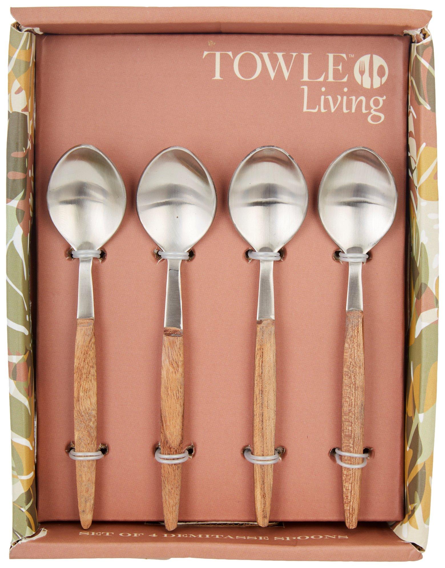 4 Pk Acacia Coffee Spoons