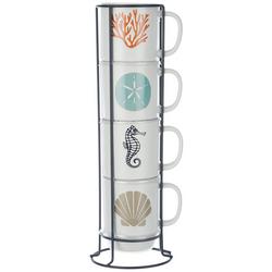 4 Pc Stack Cup Coastal Icons Set