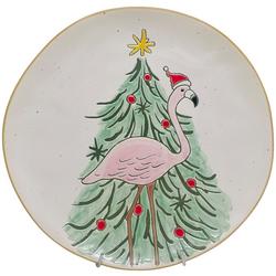 Christmas Santa Flamingo Dinner Plate