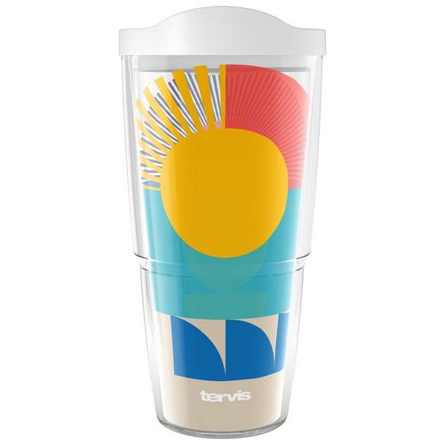 24 oz. Abstract Sunrise Tumbler With Lid