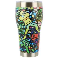 30 oz. Stainless Steel Stained Glass Football Tumbler