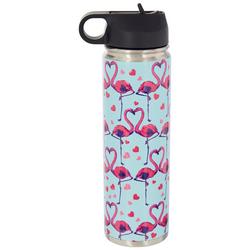 22 oz. Stainless Steel Heart Flamingos Water Bottle