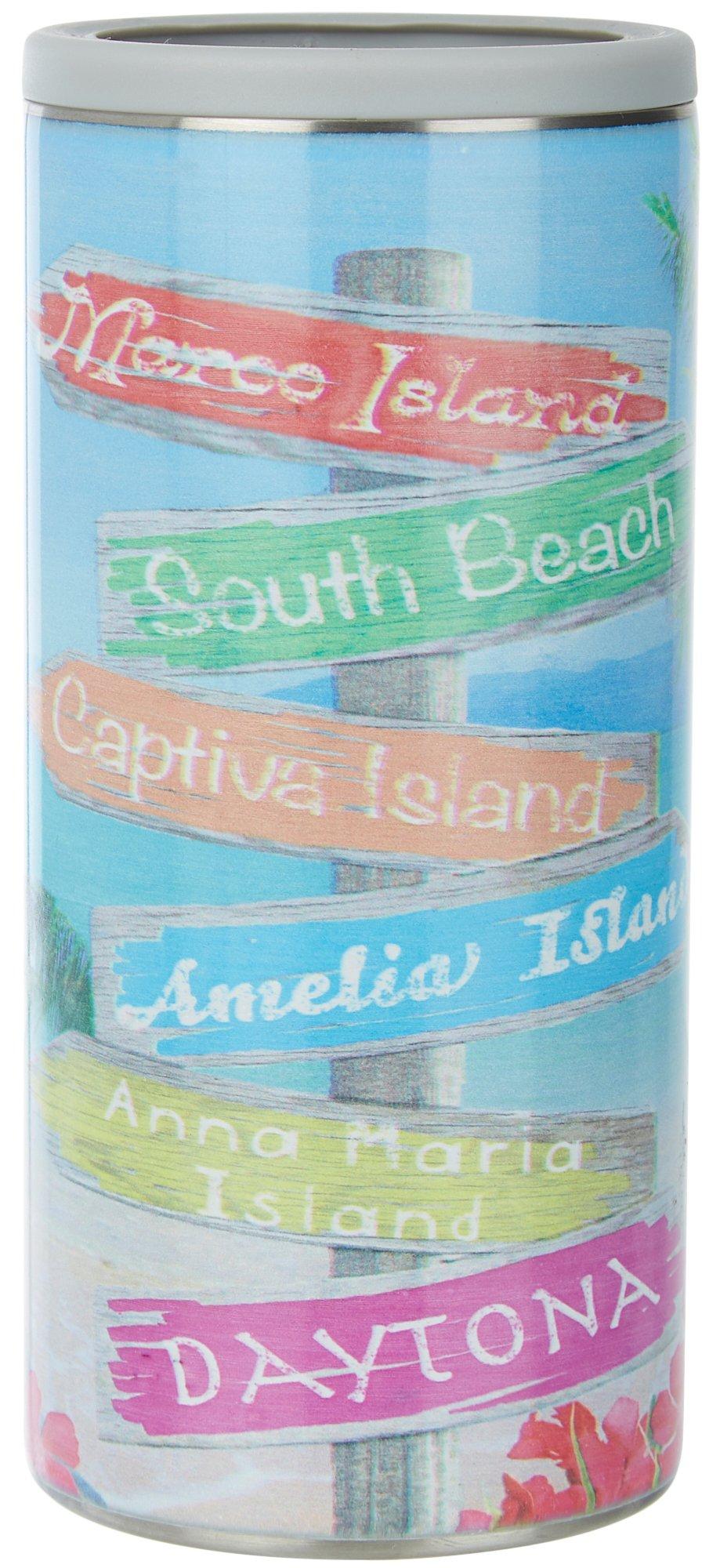 12 oz. Stainless Steel Island Signs Can Cooler