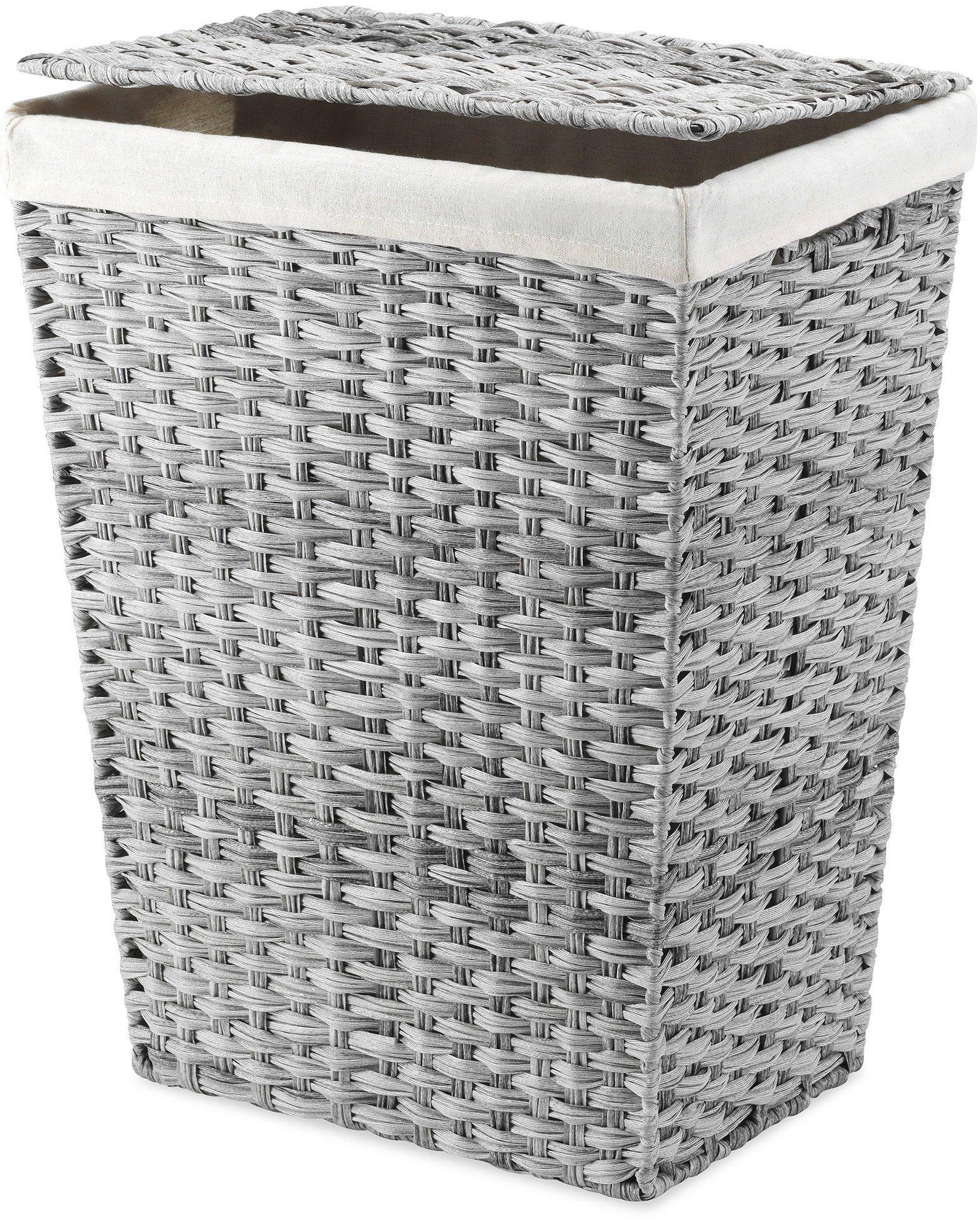 Canvas Liner Rattique Hamper With Lid