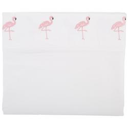 Embroidered Hem Flamingo Sheet Set