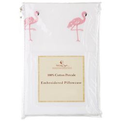 Panama Jack 2-pk. Embroidered Hem Flamingo Pillowcase Set