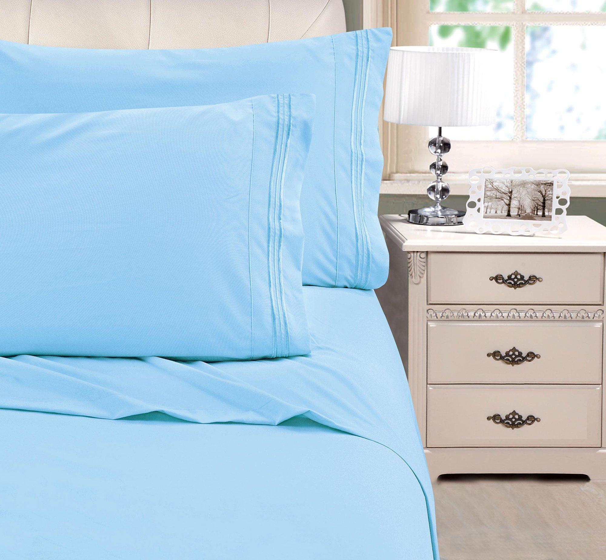 Cathay Home Embroidered Microfiber Sheet Set