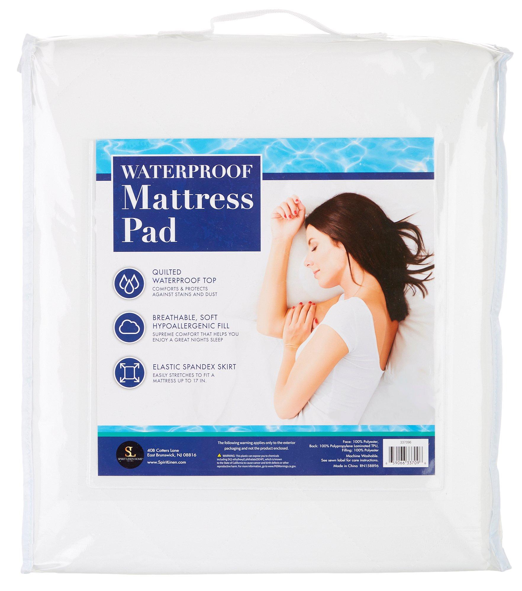 Spirit Linen Home Waterproof Mattress Pad