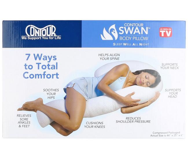 Contour Swan Original Body Pillow | Cozy, Huggable Pillow for Back, Hip,  Knee, and Leg Relief | Total Comfort and Support for Side Sleepers | As  Seen