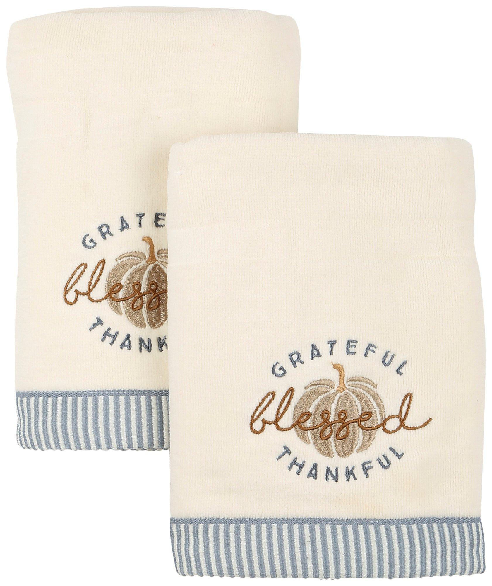 2 Pk Grateful Blessed Thankful Hand Towel Set