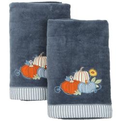 2 Pk Harvest Pumpkins Hand Towel Set