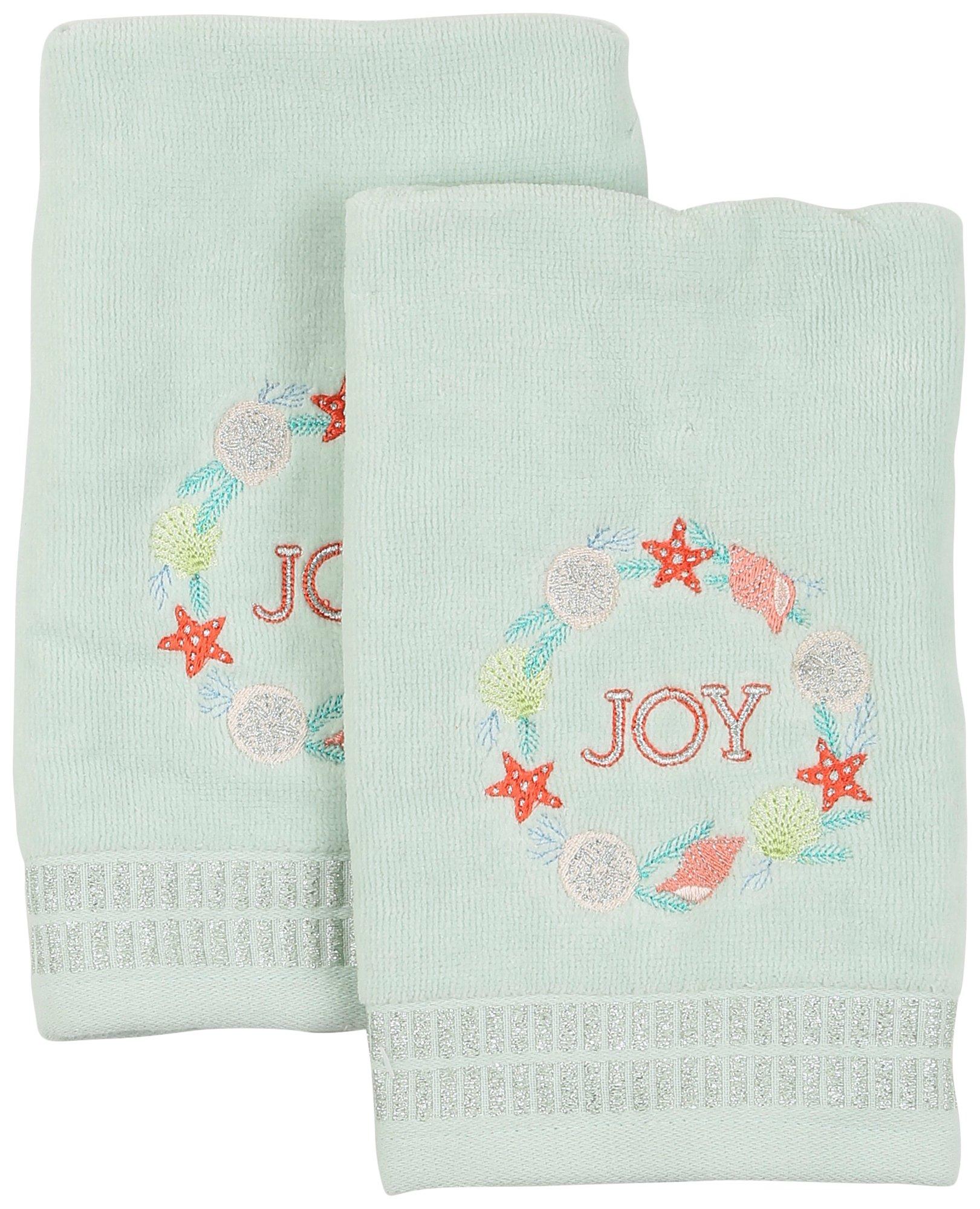2 Pk Seaside Wreath Fingertip Towels