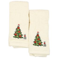 2 Pk Christmas Tree Fingertip Towels