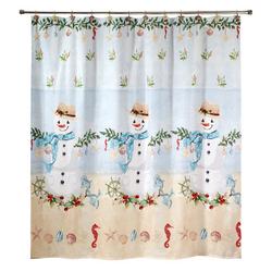 Coastal Snowman Shower Curtain