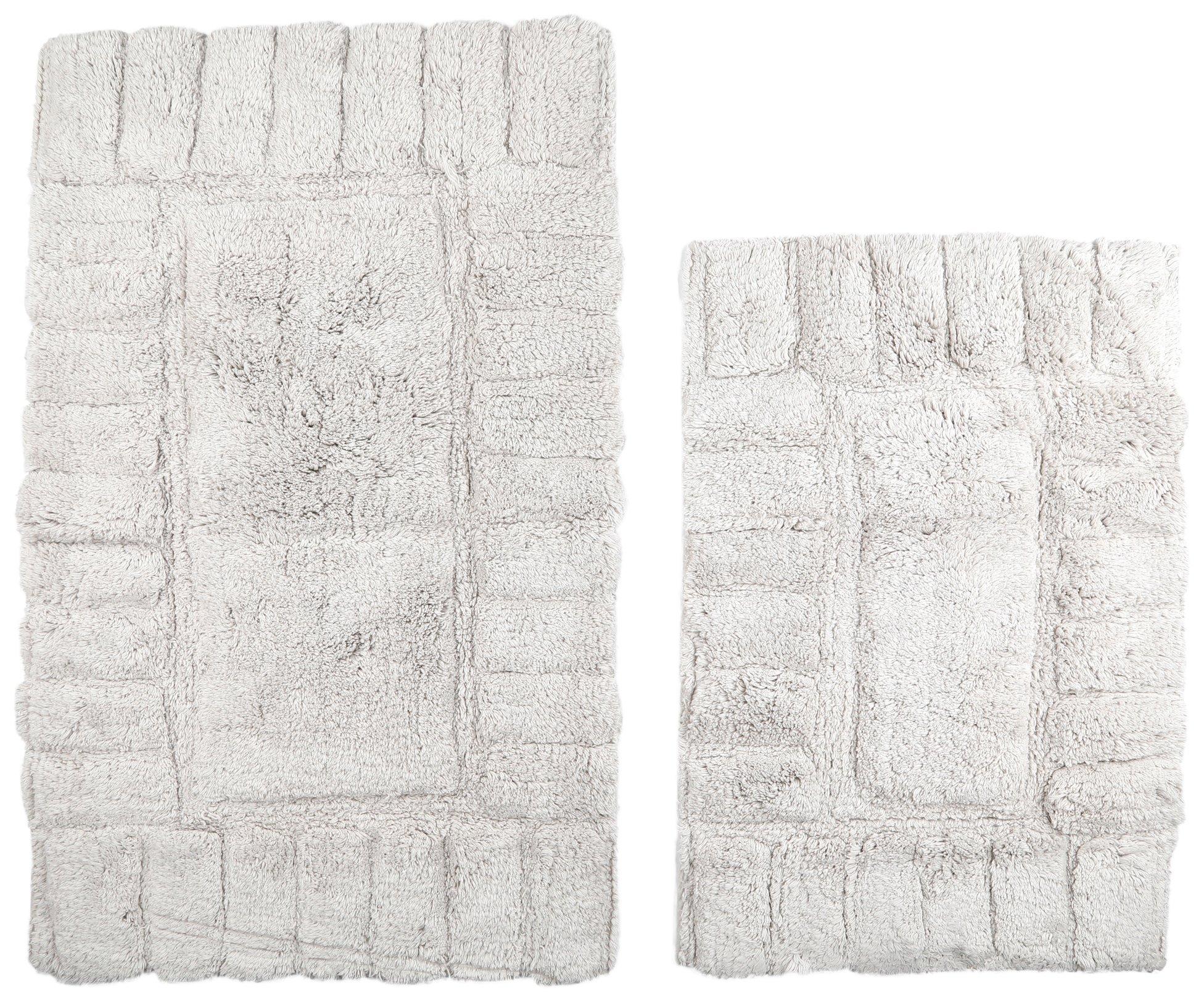 Gray & White Border 2-Piece Bath Rug Set