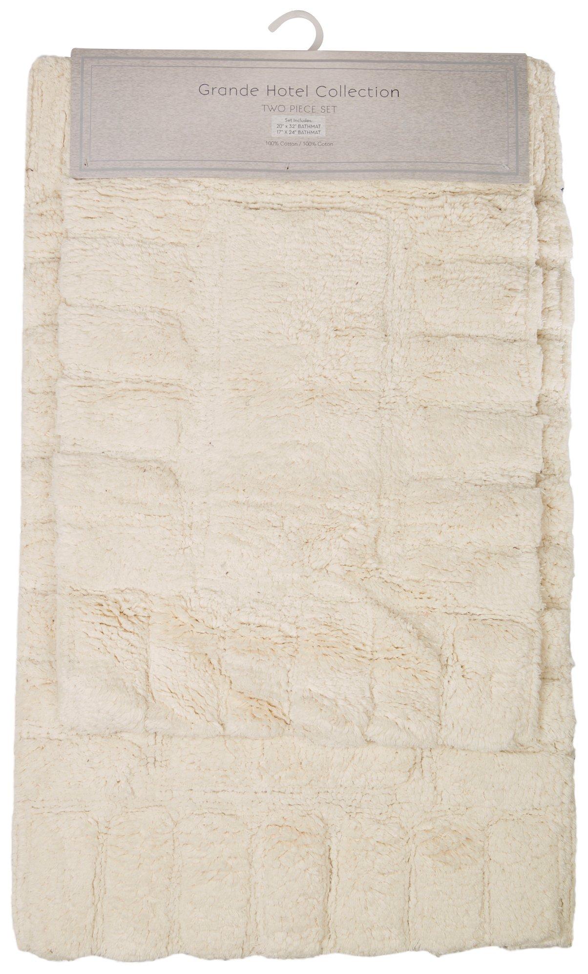 2 Pc Tile Border Bath Mat Set