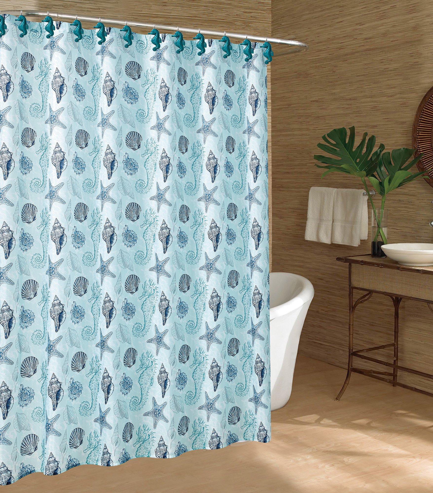Starfish Shower Curtain & Shower Hooks
