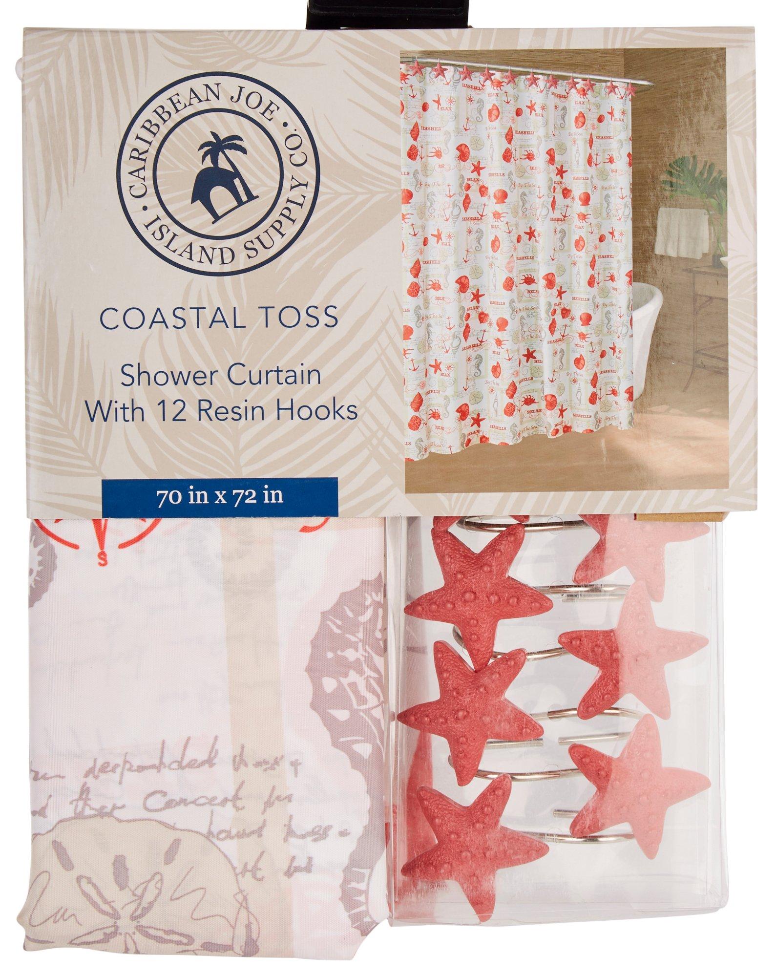 13 Pc Coastal Toss Shower Curtain Set