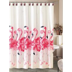 Caribbean Joe  Flamingo Flock Shower Curtain Set