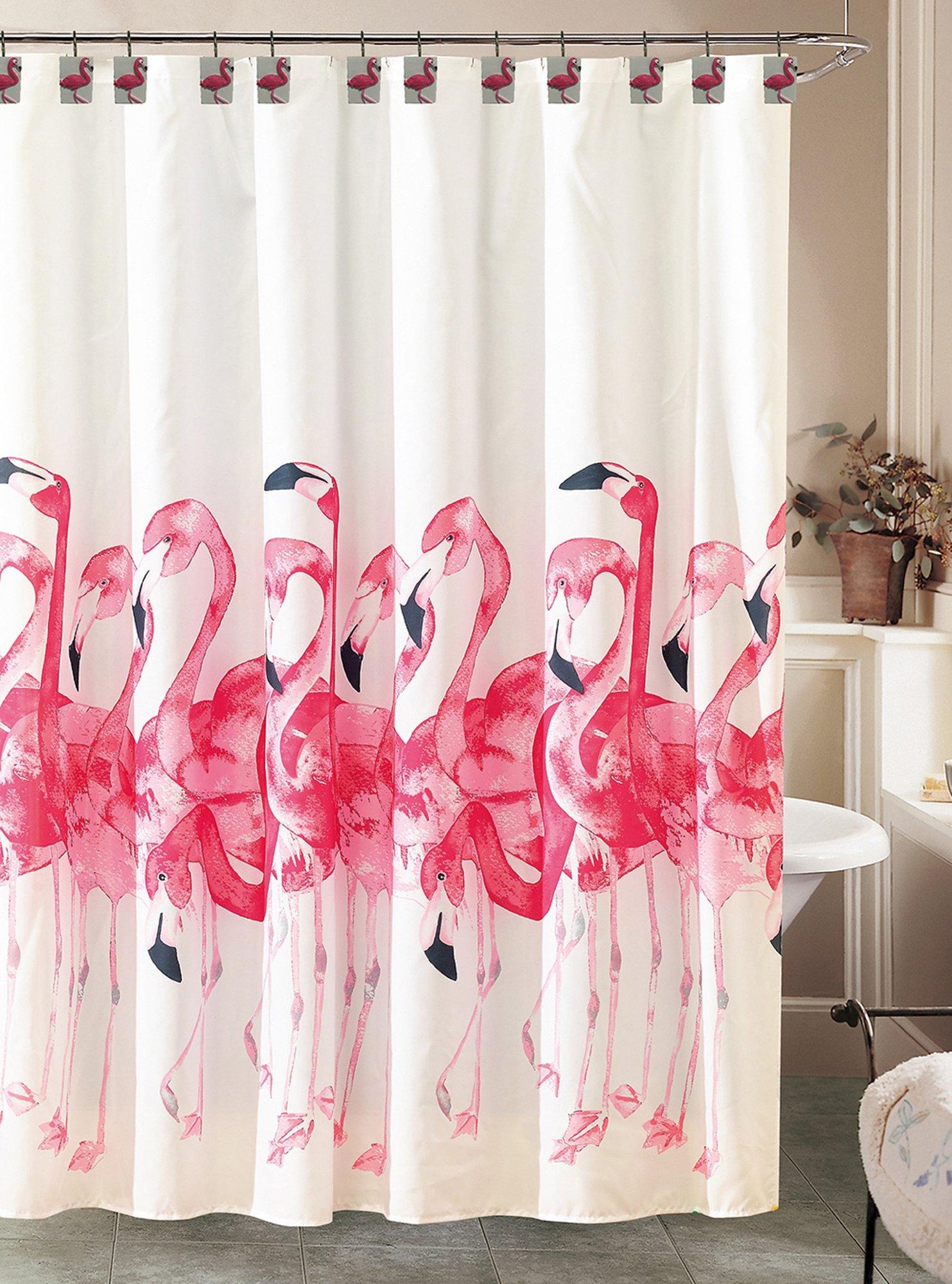 Flamingo Flock Shower Curtain Set