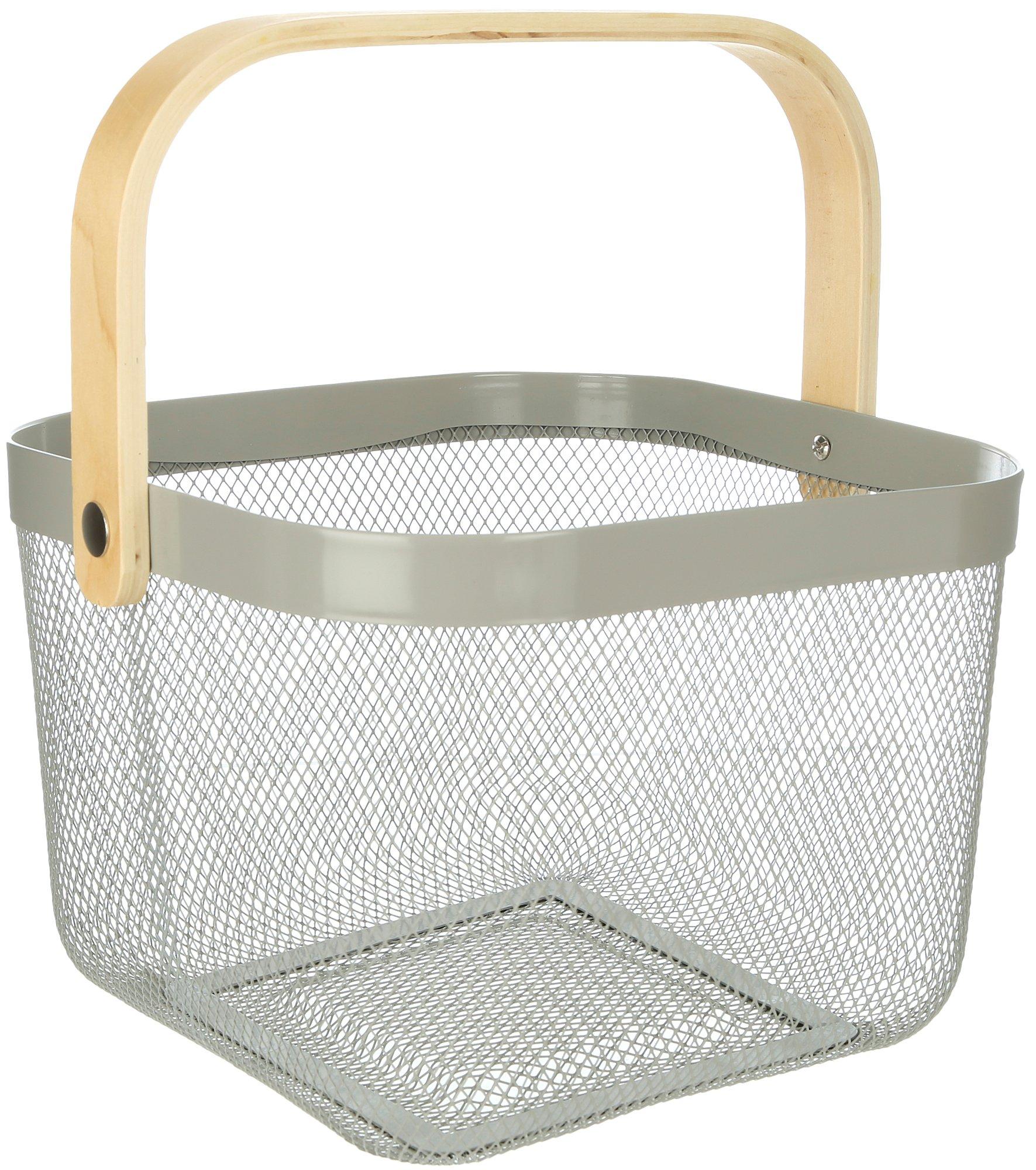 Grey Oak Studio 9x7 Stackable Basket With Wooden