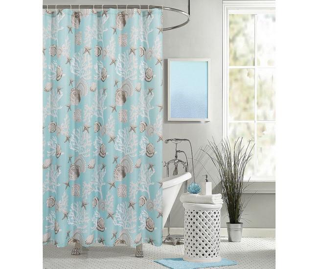 Dainty Home 70x72 Waffle Under The Sea Shower Curtain