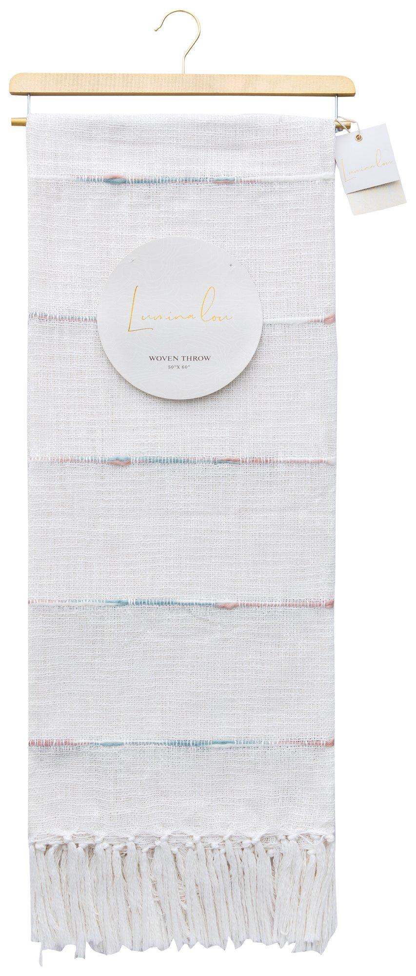 Lumina Lou 50x60 Woven Blush Striped Throw Blanket