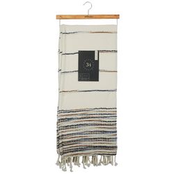 Artisan 34 50x60 Striped Fringe Knit Throw Blanket