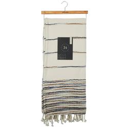 50x60 Striped Fringe Knit Throw Blanket