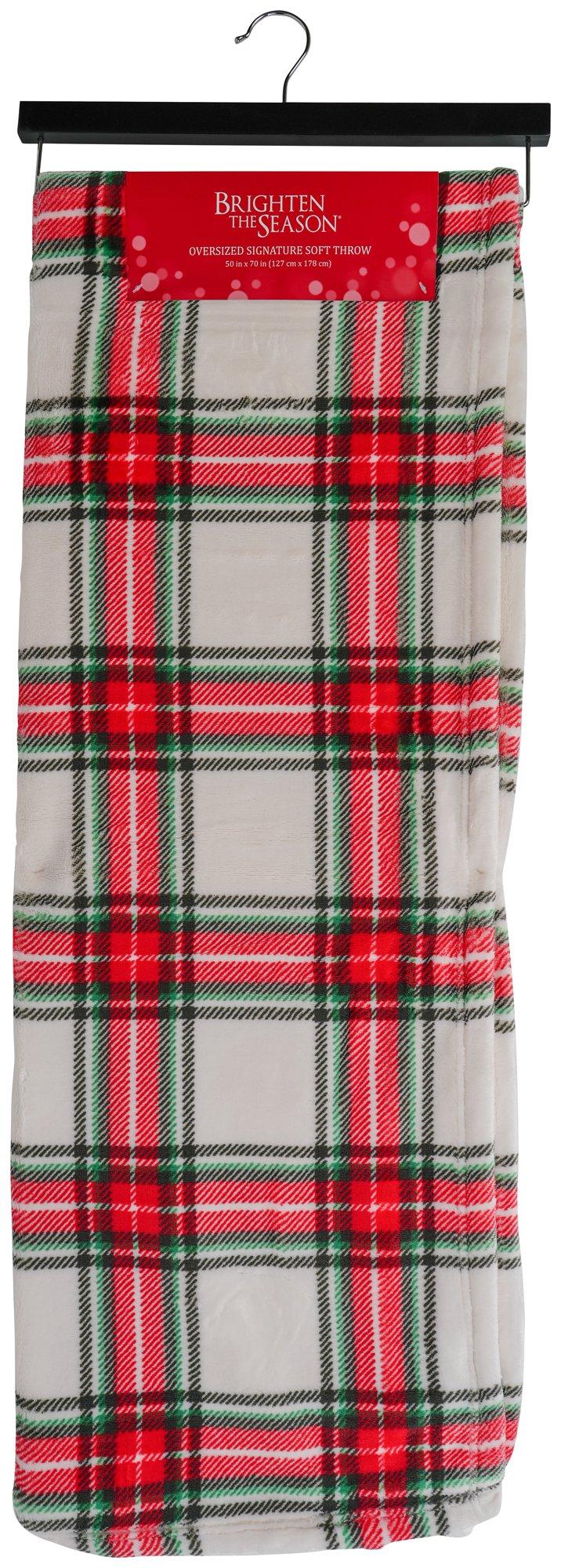 50 x 70 Soft Oversized Christmas Plaid Throw Blanket
