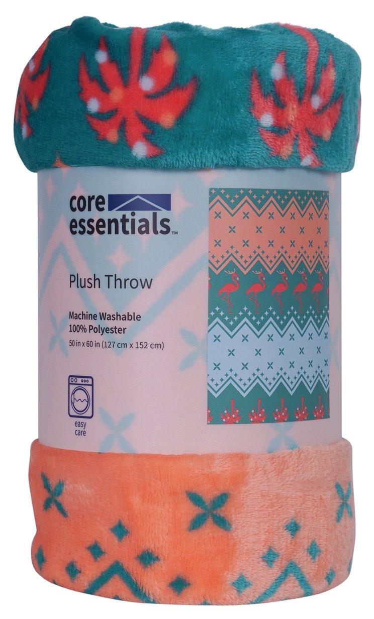 50 x 60 Holiday Flamingo Plush Throw
