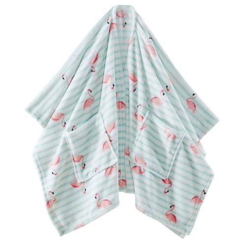 50x60 Plush Flamingo Angel Wrap Blanket