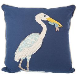 Coastal Home 18x18 Embroidered Pelican Decorative Pillow