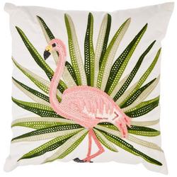 18x18 Embroidered Flamingo Decorative Pillow