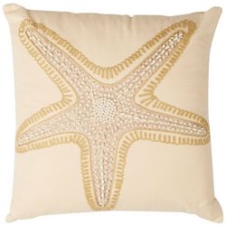 Coastal Home 16x16 Beaded Starfish Decorative Pillow