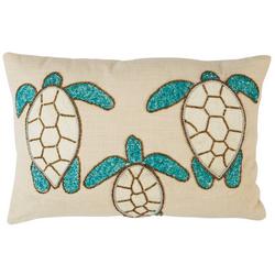 Beaded Trio Sea Turtles Decorative Pillow