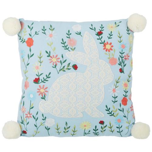 16x16 Lace Bunny & Flowers Decorative Pillow