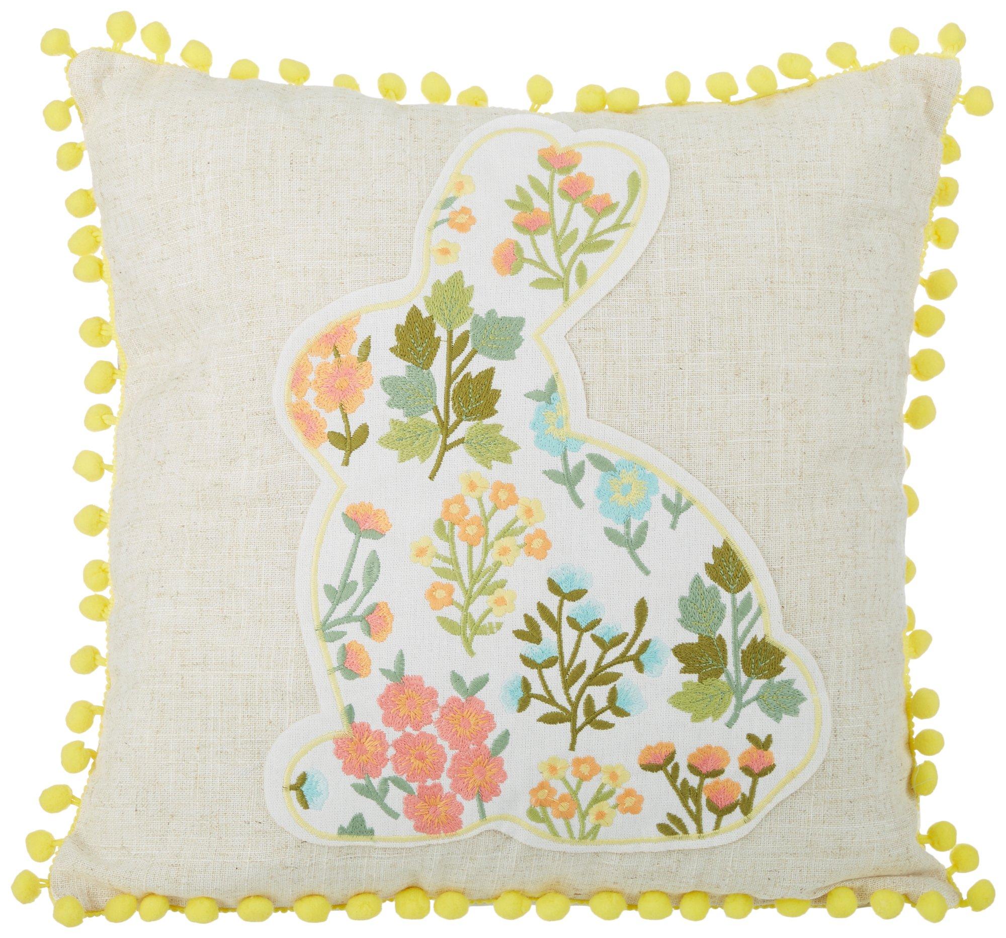 16x16 Floral Bunny Decorative Pillow