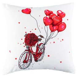 Battilo Bike & Heart Balloons Decorative Pillow