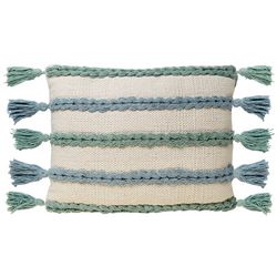 Better Trends Braided Stripe Tassel Decorative Pillow