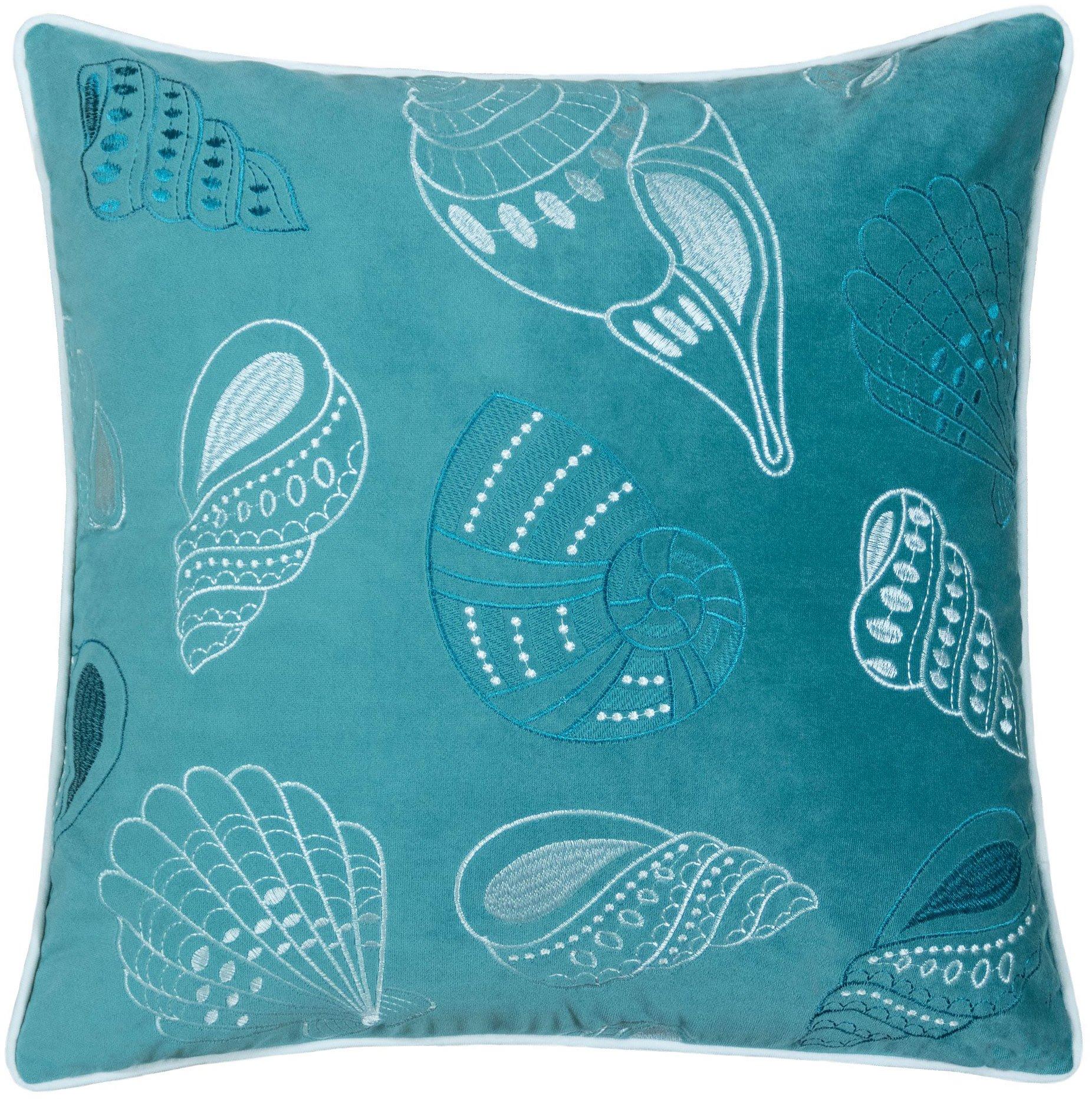 Homey Cozy Embroidered Velvet Shells Decorative Pillow